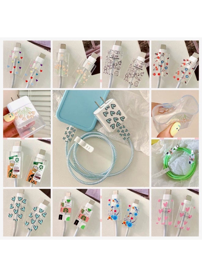 Generic - Applicable To Apple 20w5 Charging Head Protective Cover Data Line Protection Charger Cartoon Bite Anti-Break Transparent-Specifications:Apple 20w 5 Set - Image 1