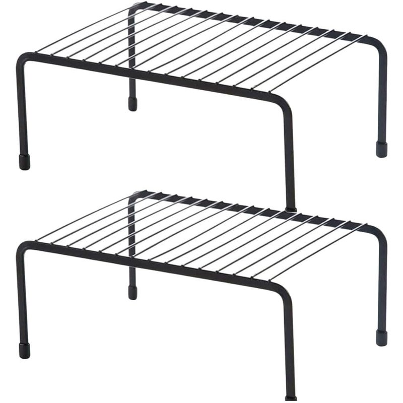 Smart Saver Kitchen Cabinet Storage Shelf Rack/rubber Feet - Steel Metal - Rust Resistant Finish - Cups, Dishes, Cabinet & Pantry Organization (2, Black) - Image 5