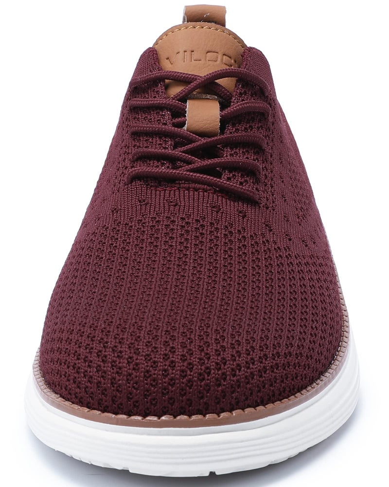 VILOCY Men's Casual Dress Sneakers Oxfords Business Shoes Lace Up Lightweight Comfortable Breathable Walking Knit Mesh Fashion Sneakers Tennis Wine Red,EU47 - Image 4