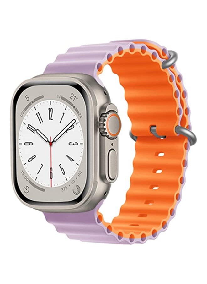 Ocean Silicone Sport Band Strap Wristband Replacement Two Tone Color Compatible with Apple Watch iWatch Ultra Series 8 7 6 5 4 3 2 1 SE 49mm