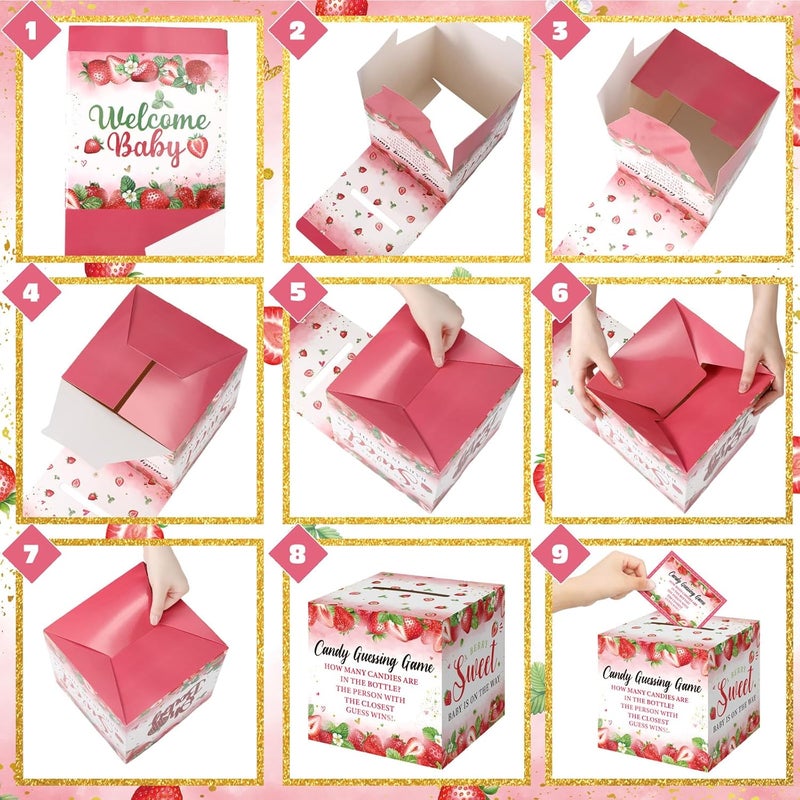 Glenmal 52 Pcs Baby Shower Games Gift Sets Large Baby Bottle for Shower Game Guess How Many Candies Decorations for Gender Reveal(Strawberry) - Image 4