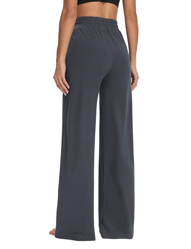 Sarin Mathews Womens Yoga Sweatpants Wide Leg Lounge Pajamas Pants Comfy Drawstring Workout Joggers Pants with Pockets Darkgrey L - Image 4