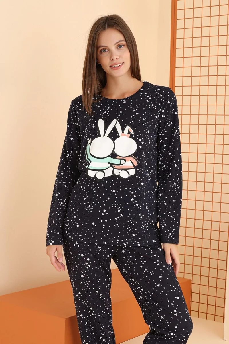 ان بي بي Women's Cotton, Long Sleeve Seasonal Combed Cotton Pajama Set