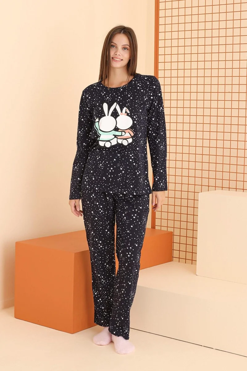 ان بي بي Women's Cotton, Long Sleeve Seasonal Combed Cotton Pajama Set