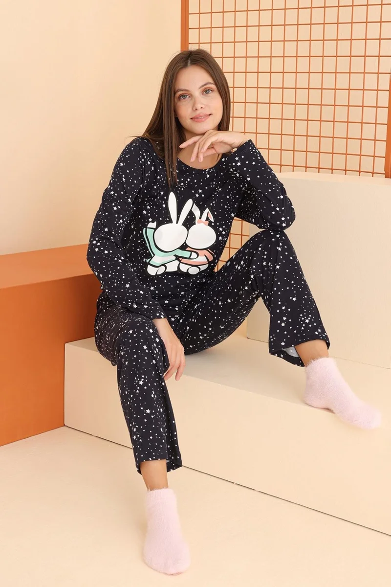 ان بي بي Women's Cotton, Long Sleeve Seasonal Combed Cotton Pajama Set