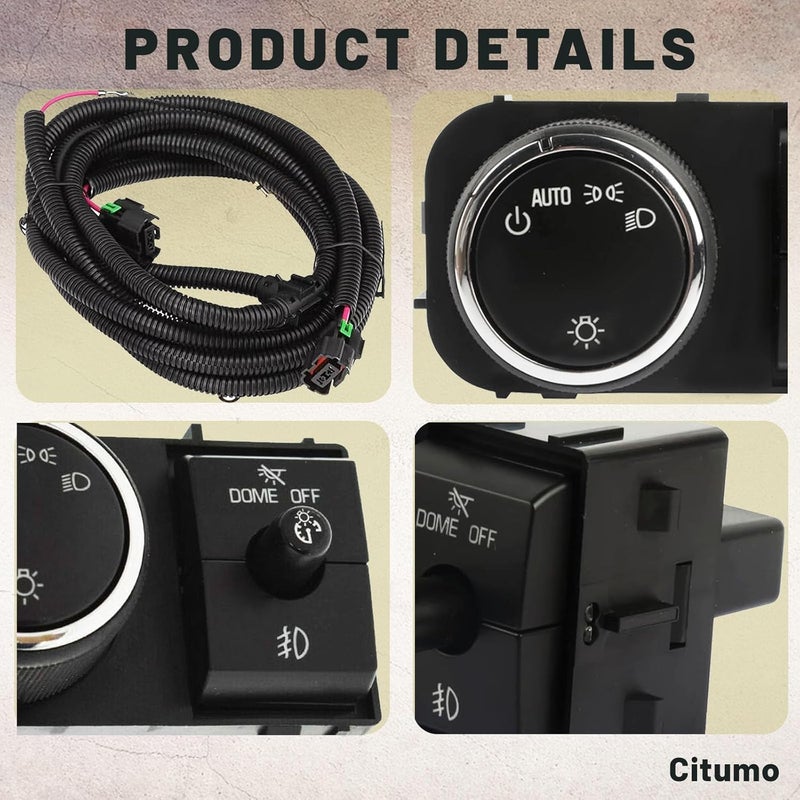 Reeauto 25858705 Dimmer Dome Headlamp Headlight Switch 1527J 15096895 with Fog Light Wiring Harness Compatible with 2007-2013 Silverado Suburban Tahoe GMC Sierra Yukon XL - Image 3