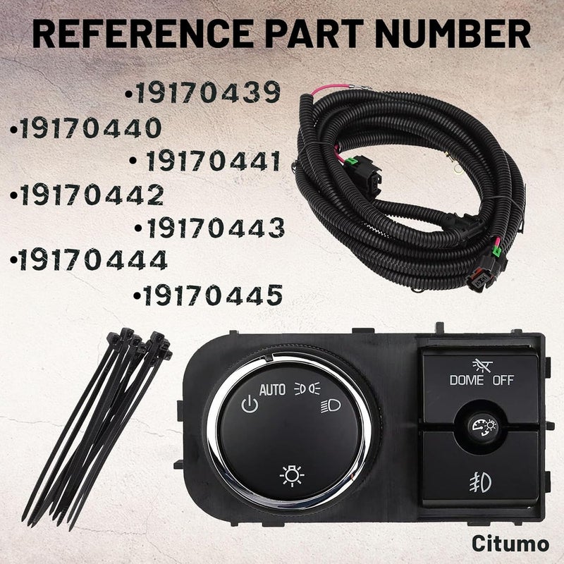 Reeauto 25858705 Dimmer Dome Headlamp Headlight Switch 1527J 15096895 with Fog Light Wiring Harness Compatible with 2007-2013 Silverado Suburban Tahoe GMC Sierra Yukon XL - Image 4