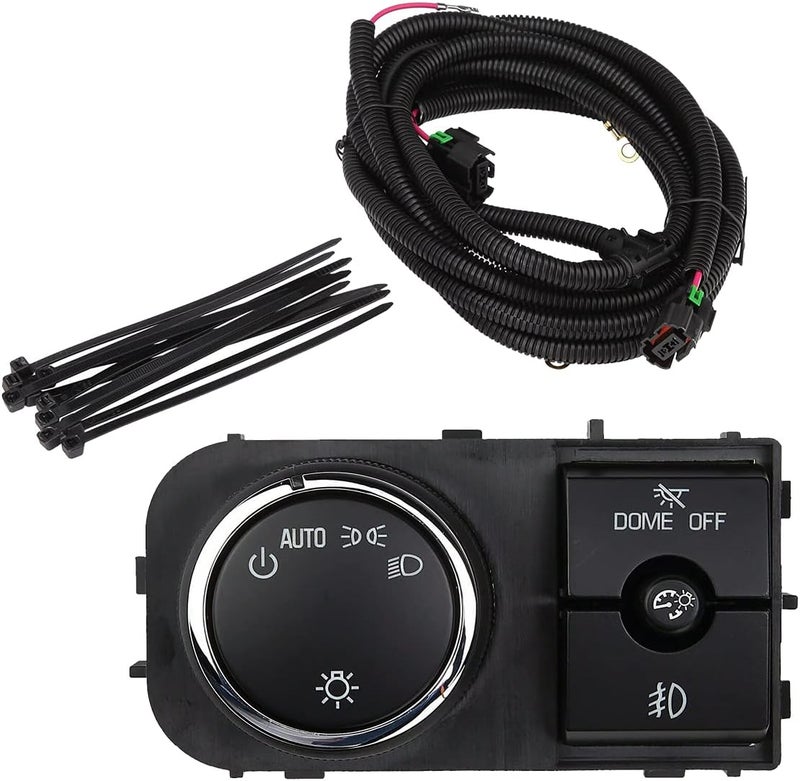 Reeauto 25858705 Dimmer Dome Headlamp Headlight Switch 1527J 15096895 with Fog Light Wiring Harness Compatible with 2007-2013 Silverado Suburban Tahoe GMC Sierra Yukon XL - Image 1