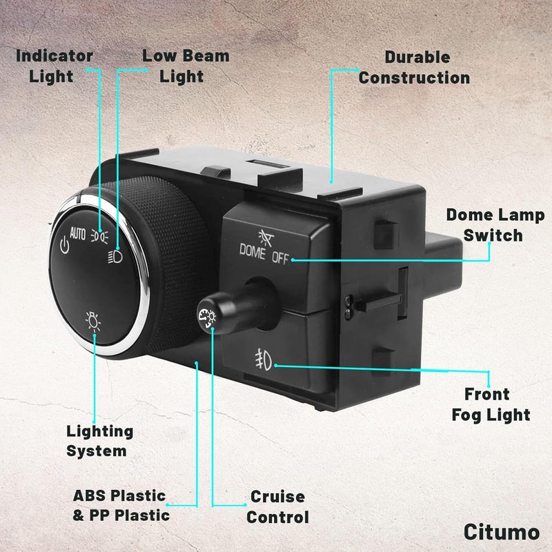 Reeauto 25858705 Dimmer Dome Headlamp Headlight Switch 1527J 15096895 with Fog Light Wiring Harness Compatible with 2007-2013 Silverado Suburban Tahoe GMC Sierra Yukon XL - Image 2