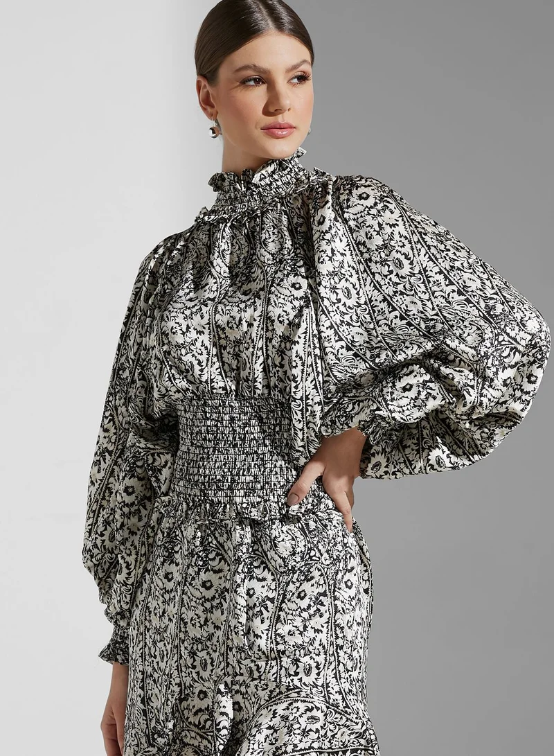 ELLIATT High Neck Balloon Sleeves and Skirt Set