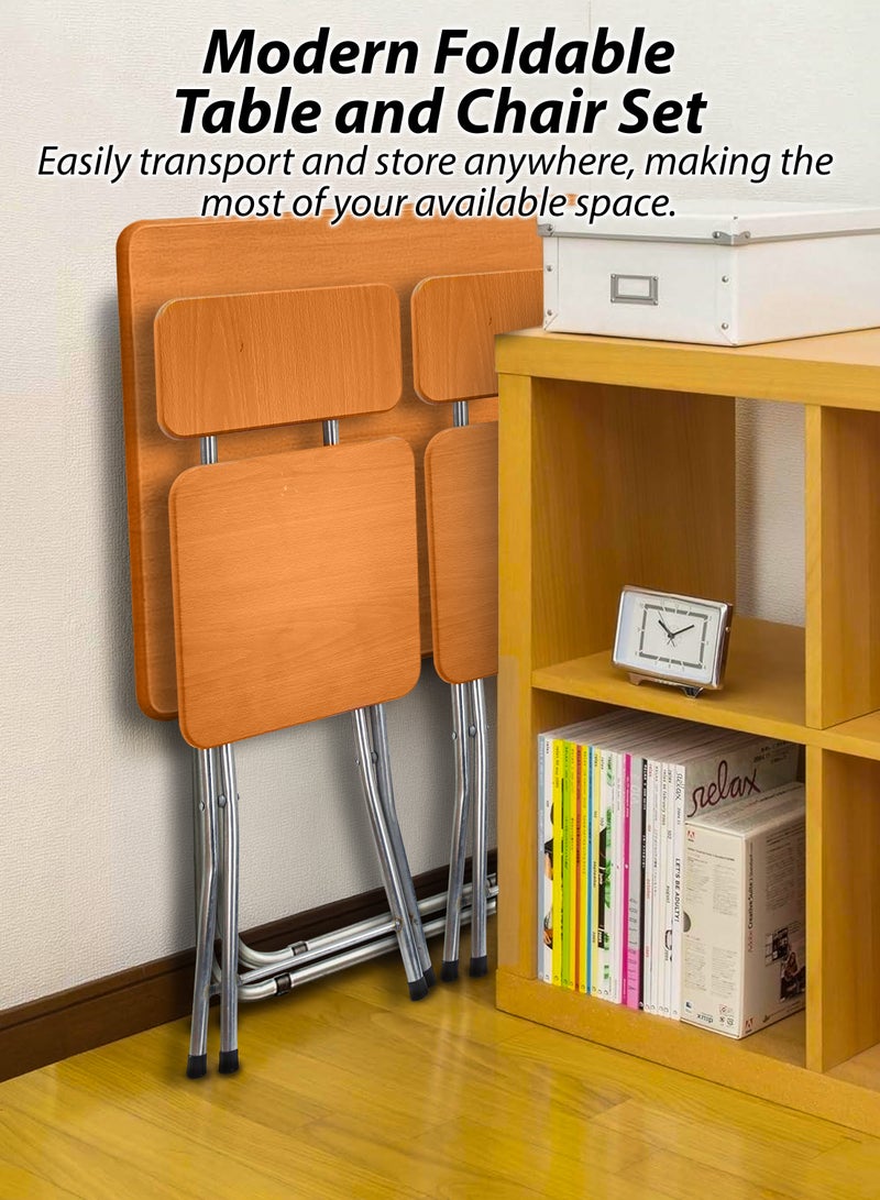 دي بلو مجموعة مكونة من طاولة مربعة قابلة للطي وكرسين قابلين للطي بتشطيب خشبي، طاولة متعددة الأغراض وكراسي للوجبات، الكمبيوتر، الألعاب، اللابتوب، مكتب المنزل، محطة عمل، دراسة للأطفال، المطبخ، الطعام، الشرفة، القهوة، الهواء الطلق، الفناء، الحديقة، النزهات، الشاطئ، البار، الصحراء، التخييم، السفر، خفيفة الوزن وقابلة للنقل، أثاث منزلي بأبعاد 60x70x60 سم - Image 2