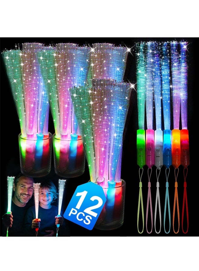 Halamodo 12 Pack Glow Sticks Toys Party Favors Supplies for Kids, Light Up Camping Essentials Games Fiber Optic Wand Sparklers Fireworks for Toddlers, Neon Accessories Decorations for Basket, Wedding, Birthday ﻿ - Image 1