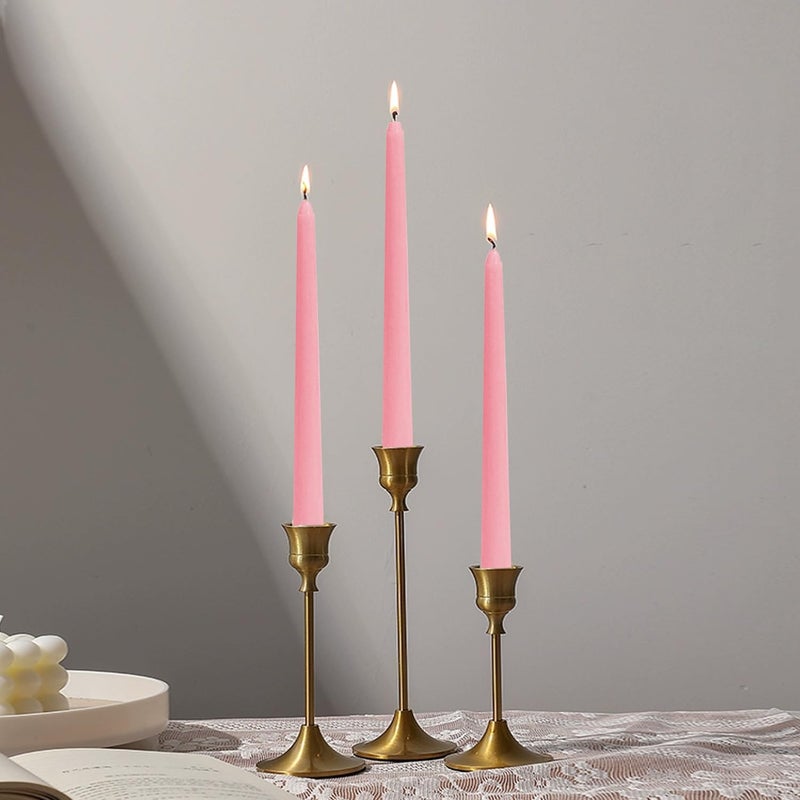 Topsics 12 Pack Pink Taper Candles, 10 inch Unscented Dripless Candlesticks Valentine's Candles - 8 Hours Long Burning Candles for Home Decor, Wedding, Party - Image 3