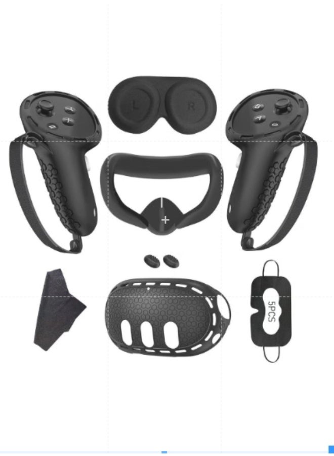 أنمي الغطاء الواقي للملحقات الخاصة بالسعي المتنوع 3، أدوات التحكم في السيليكون واقي الغطاء المقبض، القشرة اللينة مع غطاء الوجه وغطاء العدسة (أسود)