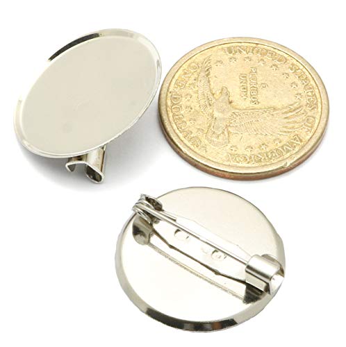 RuiLing 100pcs 2.5cm Silver Brooch Clasps Pin Disk Base Disc Blank Thicken Cabochon Trays for Badge DIY Jewelry Craft Making Decoration Accessories - Image 2