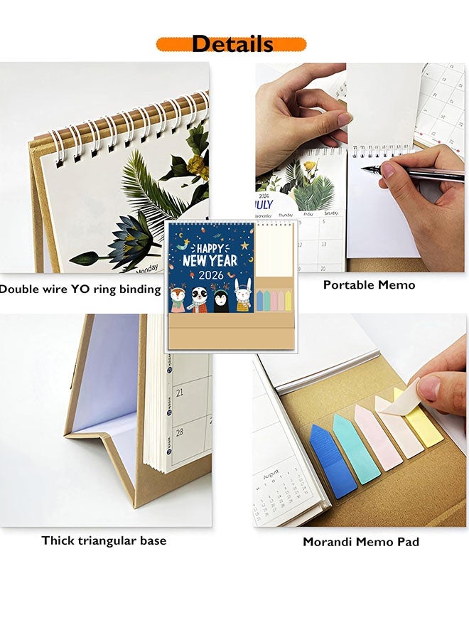 تقويم مكتبي 2026 تقويم مكتبي صغير قائم قابل للقلب - 2026 تقويم مكتبي شهري لمدة 12 شهرًا - Image 4