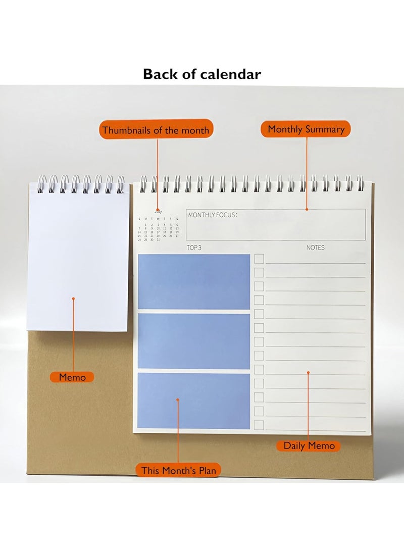 تقويم مكتبي 2026 تقويم مكتبي صغير قائم قابل للقلب - 2026 تقويم مكتبي شهري لمدة 12 شهرًا - Image 5