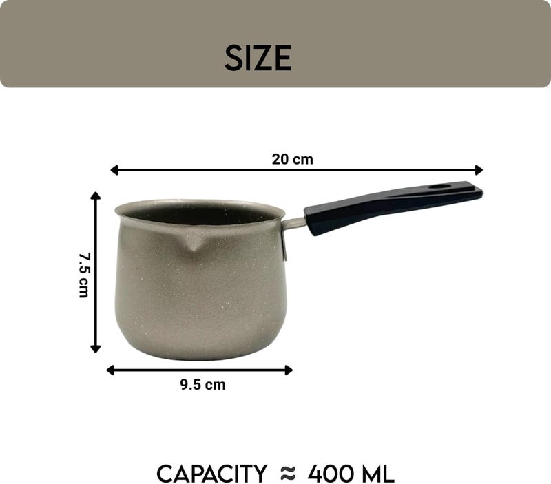 Supplier Aluminum Coffee Pot with Plastic Handle 400ml | Turkish Coffee Pot Perfect for Heating Milk and Sauces (Grey) - Image 2