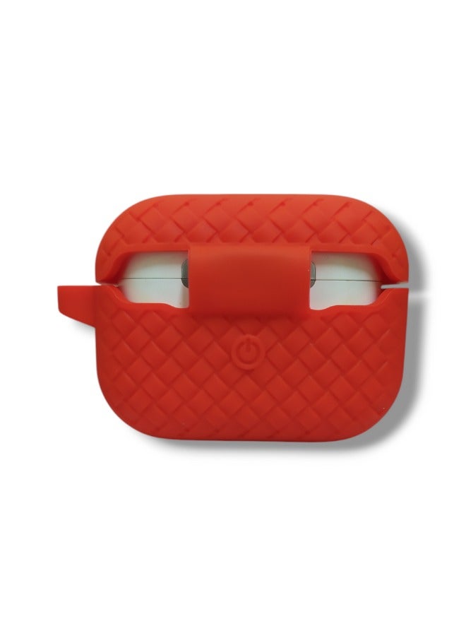 AirPods Pro 2 Silicone Case with Stylish Ribbed Design - Red