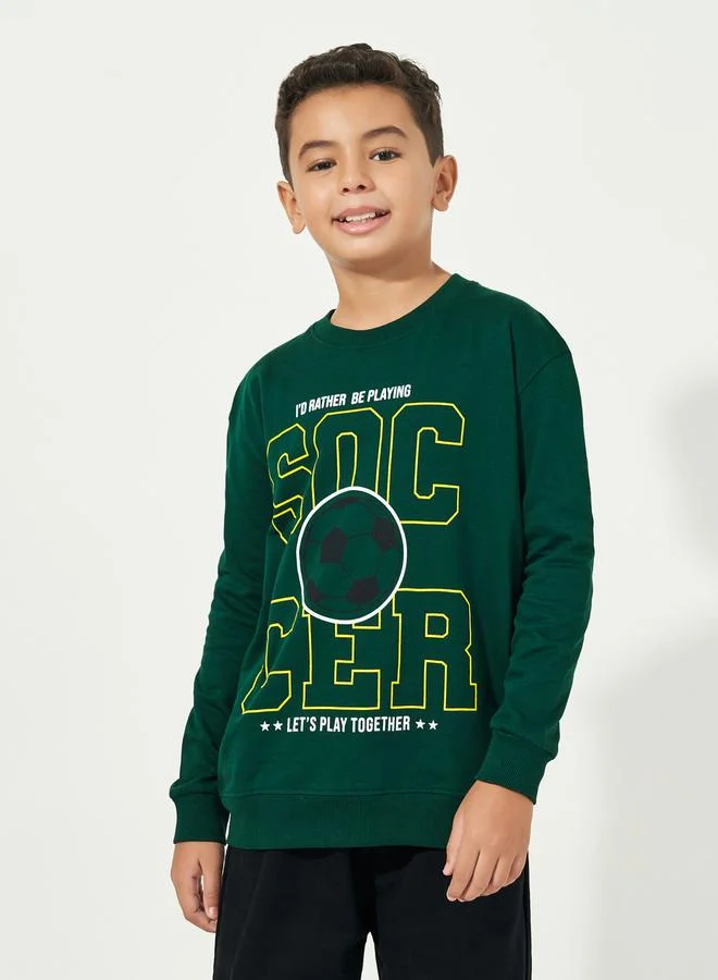 Styli Graphic Print Round Neck Long Sleeves Sweatshirt