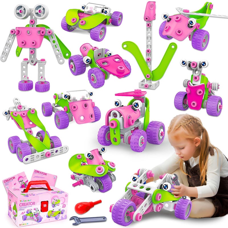 Tsomtto STEM Toys for 4 5 6 7 8 Year Old Girl Birthday Gifts Pink Educational Building Toys for Kids Ages 48 57 810 Stem Activities Construction Toy for Girls 46 68 Creative Games Easter Idea Gift - Image 2