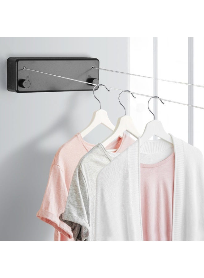 McDou Double Retractable Clothesline - Indoor/Outdoor Wire Clothesline with 4.2m Adjustable Cord - Wall Mounted, Portable Clothes Drying Solutions, Hole Punch Installation/No Hole Installation - Image 1