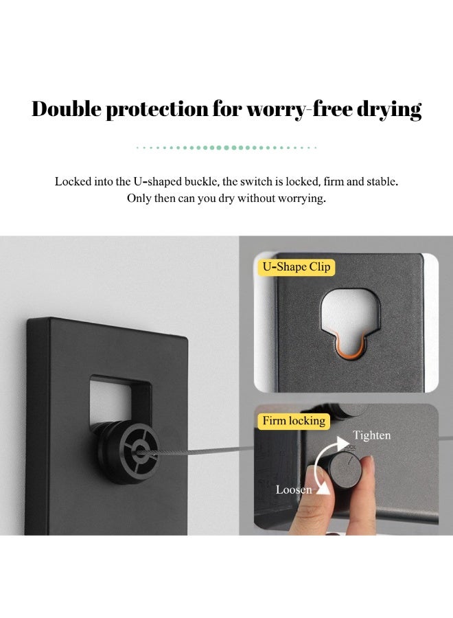 McDou Double Retractable Clothesline - Indoor/Outdoor Wire Clothesline with 4.2m Adjustable Cord - Wall Mounted, Portable Clothes Drying Solutions, Hole Punch Installation/No Hole Installation - Image 4