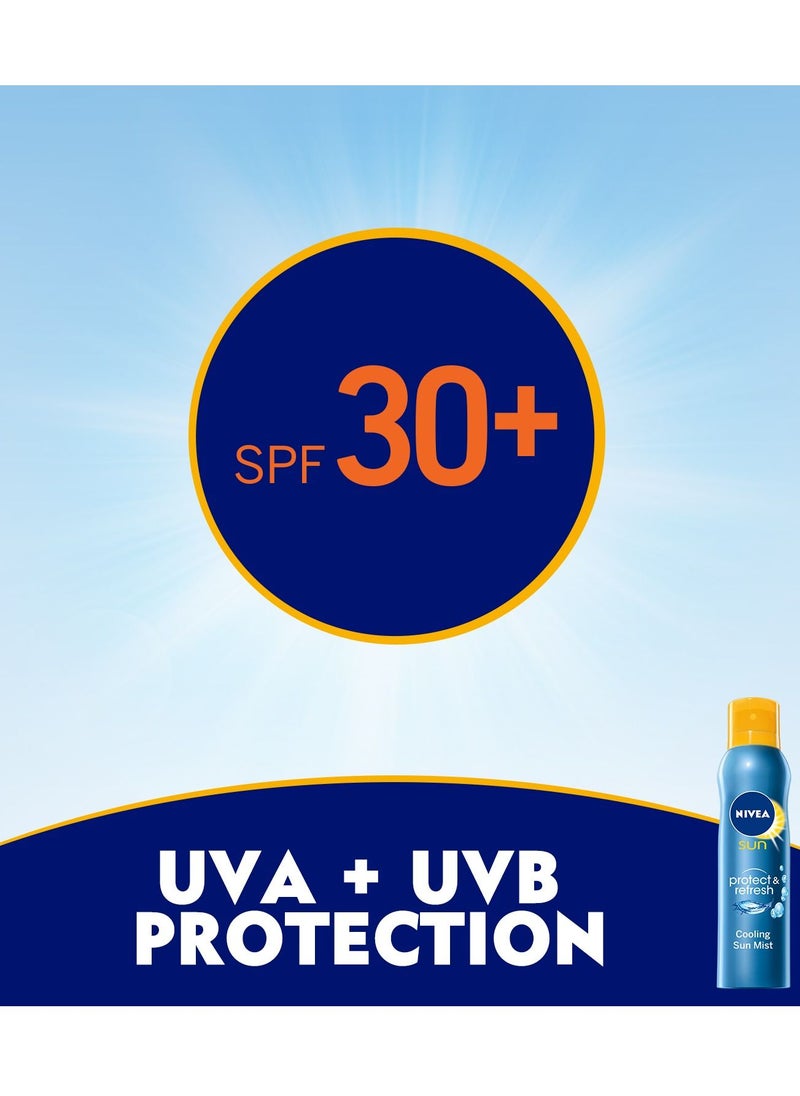 Nivea - NIVEA SUN Spray, UVA & UVB Protection, Protect & Refresh, SPF 30, 2x200ml - Image 1