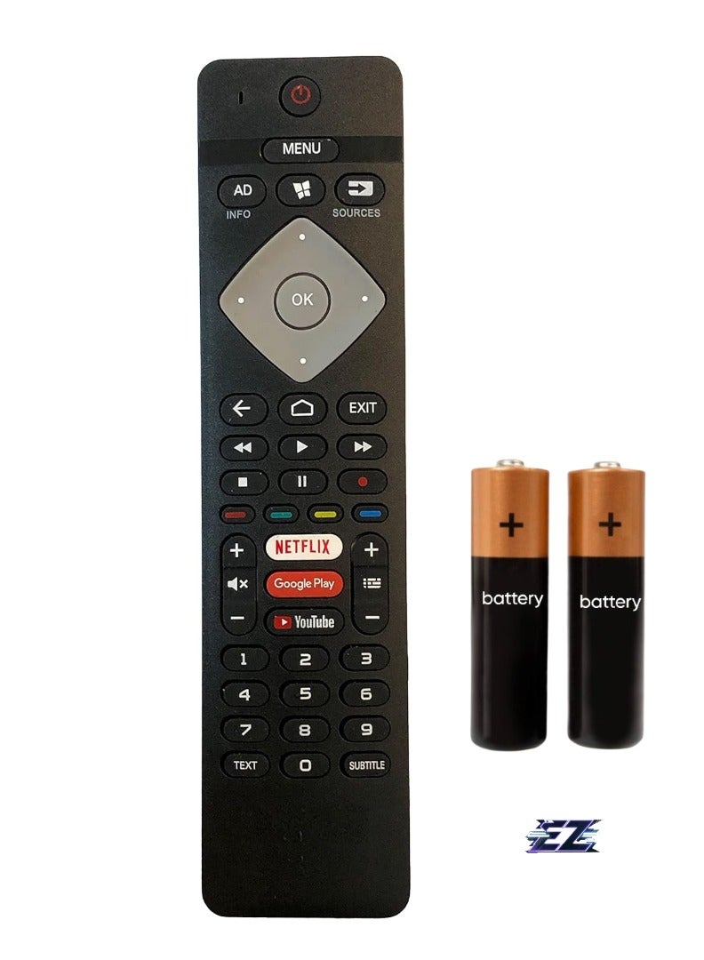 ELTRAZONE Original Remote Control Compatible with Philips Smart Android TV 4K with Hotkeys for Netflix, YouTube, Rakuten, Amplify – Battery Included - Image 1