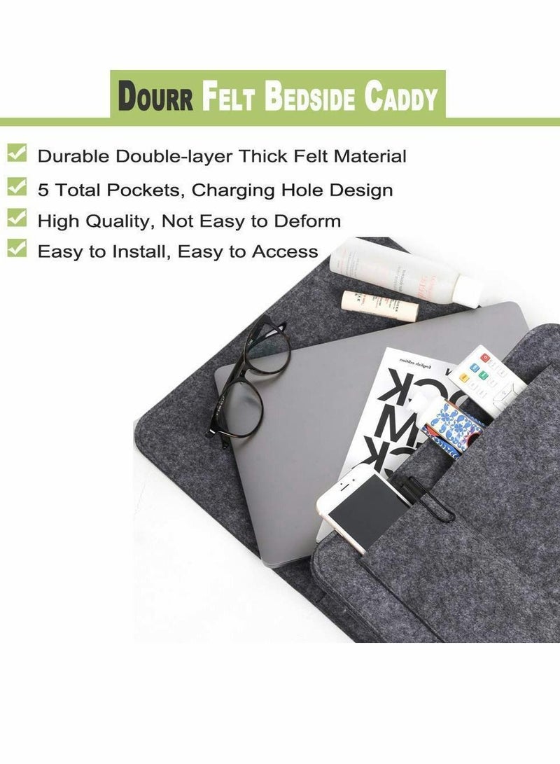 Y&D Bedside Storage Pocket, 2 Pcs Felt Hanging, Space Saving, 5 Pockets Holds - Image 4