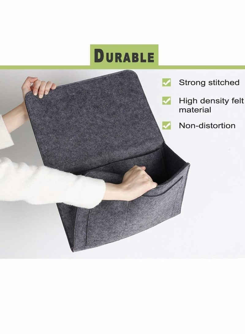 Y&D Bedside Storage Pocket, 2 Pcs Felt Hanging, Space Saving, 5 Pockets Holds - Image 3
