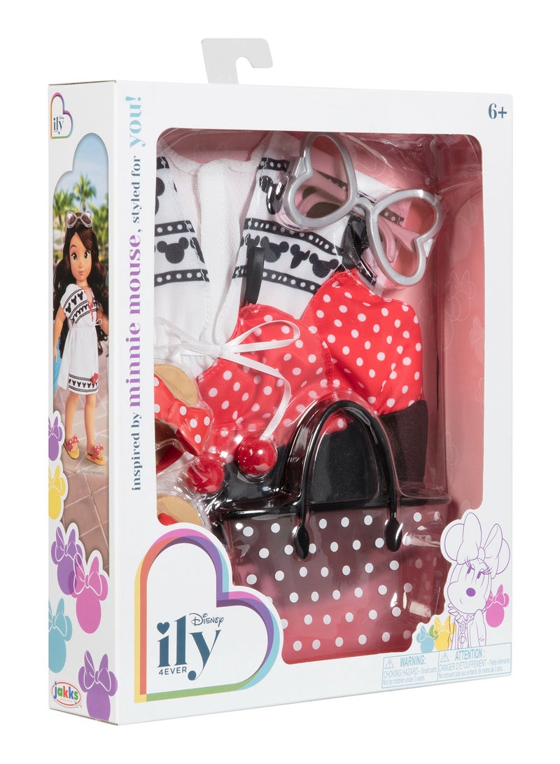 Disney طقم أزياء مستوحى من ميني ماوس من ديزني ILY 4Ever | ميني ماوس | ميكي ماوس | لعب تمثيلي | فستان أزياء لدمي 18 بوصة | تنكر | هدية للأطفال والمراهقين | الدمية غير مشمولة - Image 4