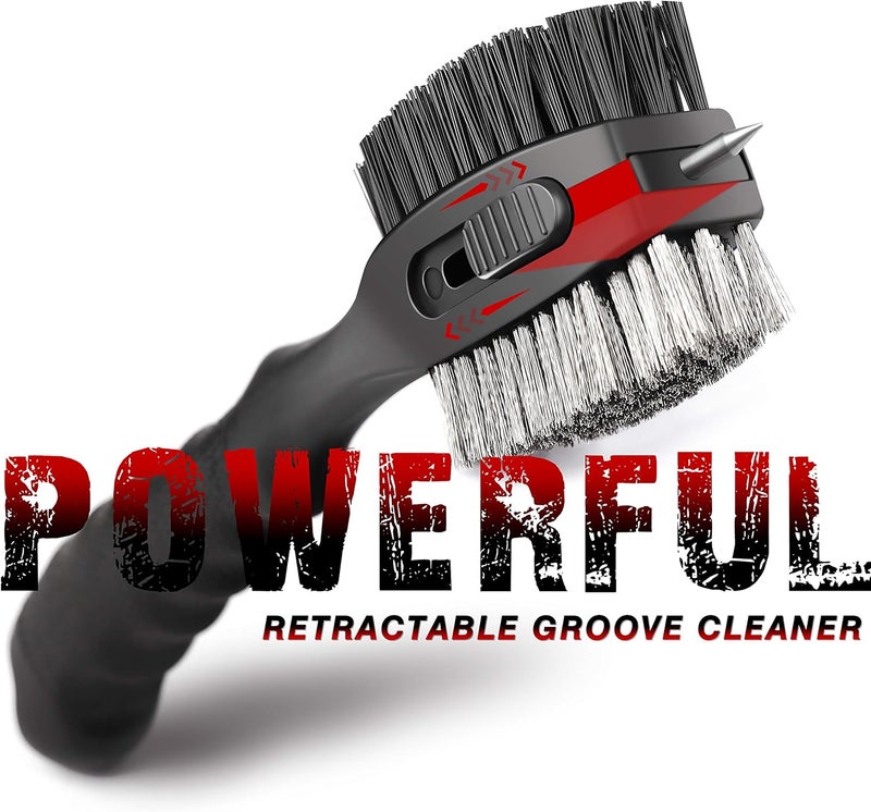 Champkey PRO Retractable Golf Club Brush - Oversized Brush Head with Soft Rubber Hand Grip & Retractable Groove Cleaner Golf Brush(Black(1 Pcs)) - Image 3
