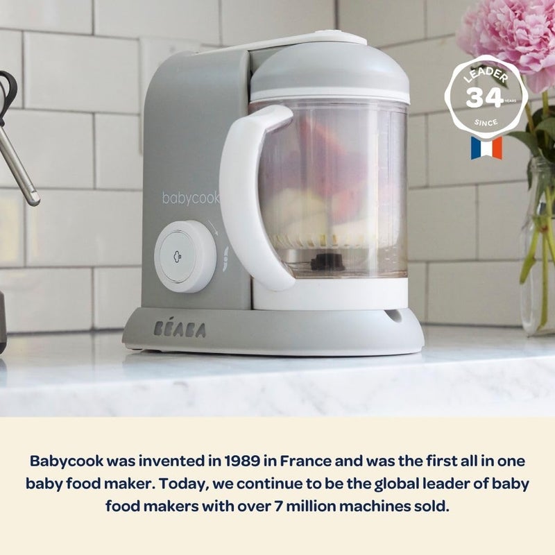 Baba BEABA Babycook Solo 4 in 1 Baby Food Maker, Puree Steamer and Blender for Purees, Grinder with Auto Steam Cooking, Lrg Capacity 4.5 Cups 27 Servings in 20 Mins, Oat - Image 3