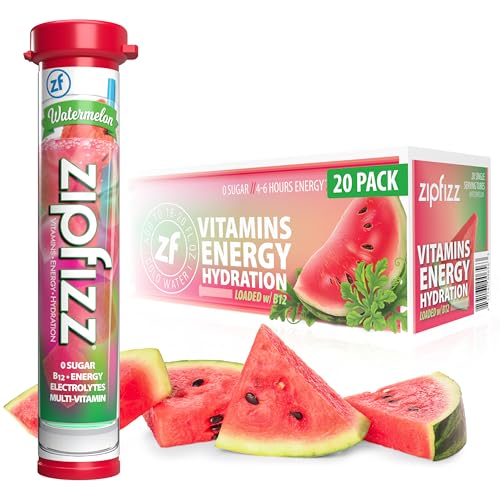 Zipfizz Daily Energy Drink Powder, Watermelon, 20 Pack | 3-in-1 Sustained Energy, Rapid Hydration, and Essential Vitamins | Sugar-Free | Electrolyte Powder | Contains Vitamin B-12 & Antioxidants - Image 1