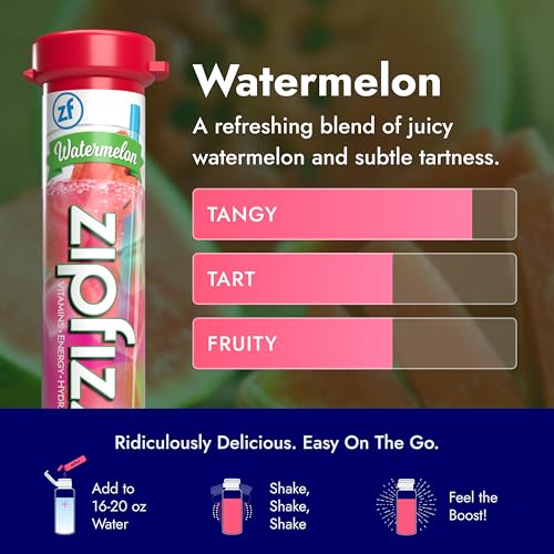 Zipfizz Daily Energy Drink Powder, Watermelon, 20 Pack | 3-in-1 Sustained Energy, Rapid Hydration, and Essential Vitamins | Sugar-Free | Electrolyte Powder | Contains Vitamin B-12 & Antioxidants - Image 4