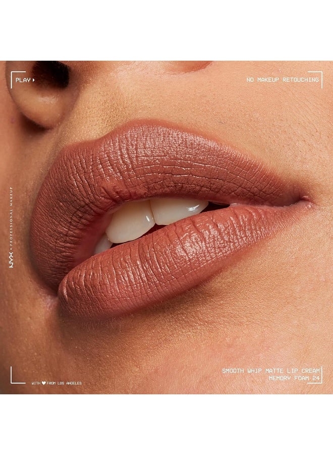 NYX PROFESSIONAL MAKEUP NYX Smooth Whip Matte Lip Cream – Memory Foam is a lightweight, whipped lip cream designed to deliver a smooth, velvety matte finish. Its creamy texture glides effortlessly onto the lips, providing rich pigmentation with a comfortable, long-lasting feel. Ideal for everyday wear or special occasions, this lip cream enhances your makeup look with a bold, statement color. - Image 2