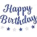 Blopee Royal Blue Glitter Happy Birthday Banner for BoyMen Birthday Party Decorations Star Birthday Garland Banner Sign - Image 3