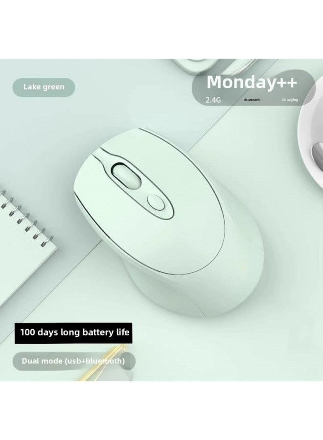 Wireless Mouse Girl Office Silent Silent Charging For Asus HP Lenovo Dell Computer-Specification:[upgraded Lake Green] Dual Mode + Super Long Battery Life Of 100 Days  - Image 1