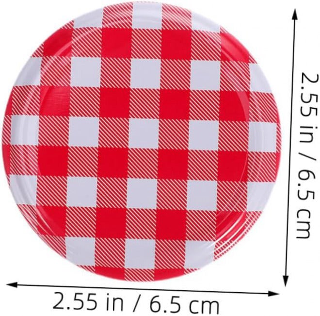 VICASKY 50pcs Red Checkered Mason Jar Lids Regular Mouth Reusable Canning Jar Covers for Glass Containers Food Storage and Jam Canning - Image 2