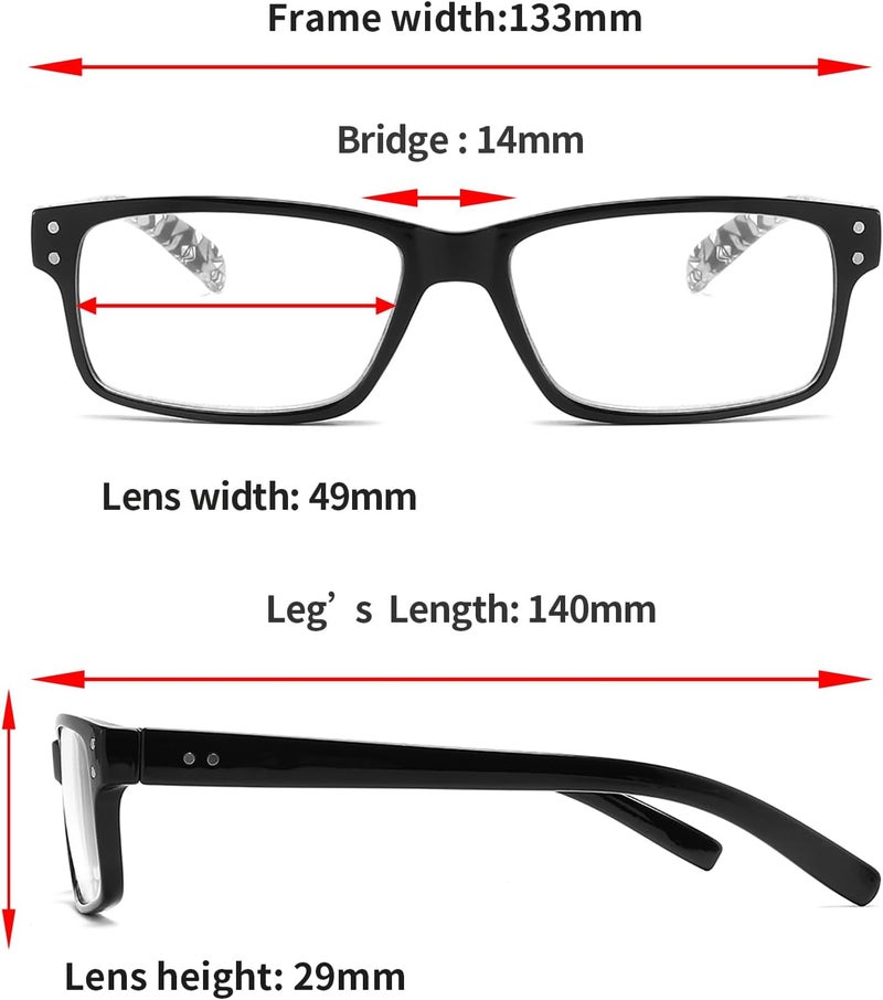 LANLANG Trendy flexible practical build 3-Pack Reading Glasses for Men,Spring Hinge,3 Colors,Clear Lens,L-L007 Sand resistant - Image 4
