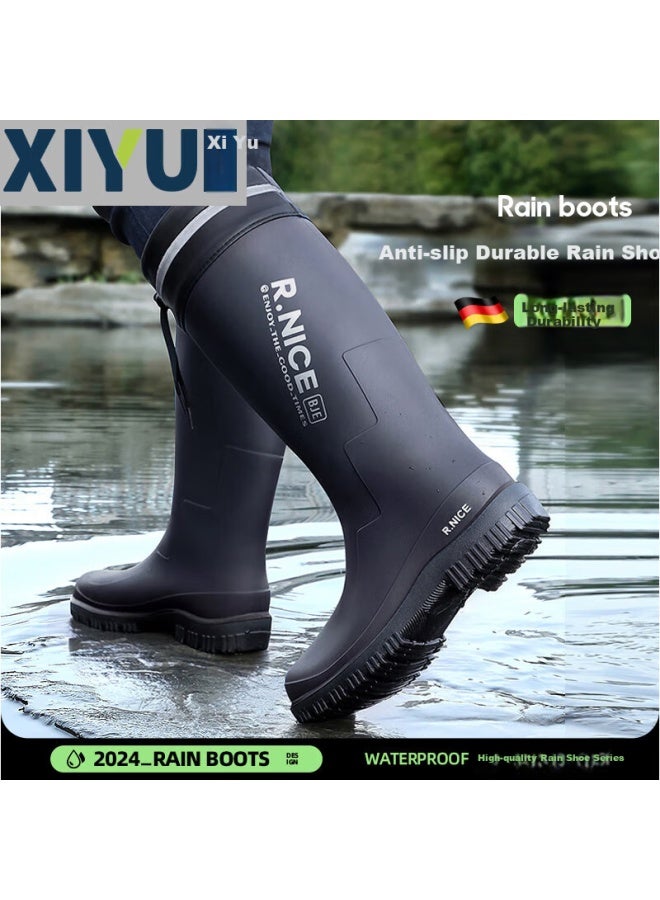 XIYU Men'S Rain Boots Waterproof Shoes Anti-Slip Fishing Delivery Rider Special 3313 High Tube Drawstring 45 - Image 5