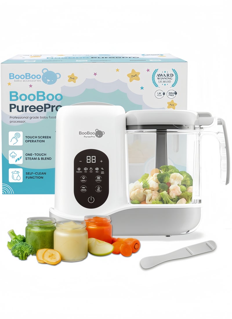 BooBoo 2024 Baby Food Maker One Step Baby Food Processor Steamer Puree Blender | Auto Cooking & Grinding | Baby Food Puree Maker with Self Cleans | Touch Screen Control, White  - Image 1