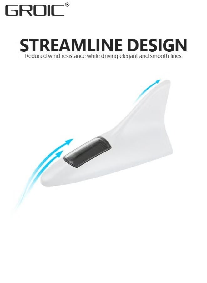 GROIC Shark Fin Antenna,Solar Power Shark Fin 8 LED Warning Light Shark Fin Antenna Cover for Car Decoration & Enhance The Signal - Image 2