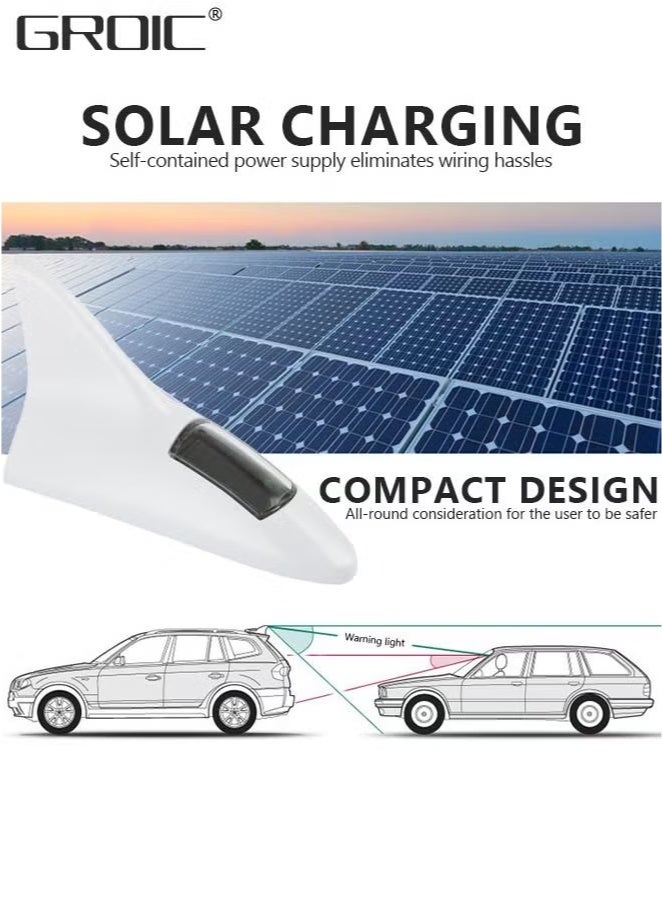 GROIC Shark Fin Antenna,Solar Power Shark Fin 8 LED Warning Light Shark Fin Antenna Cover for Car Decoration & Enhance The Signal - Image 5