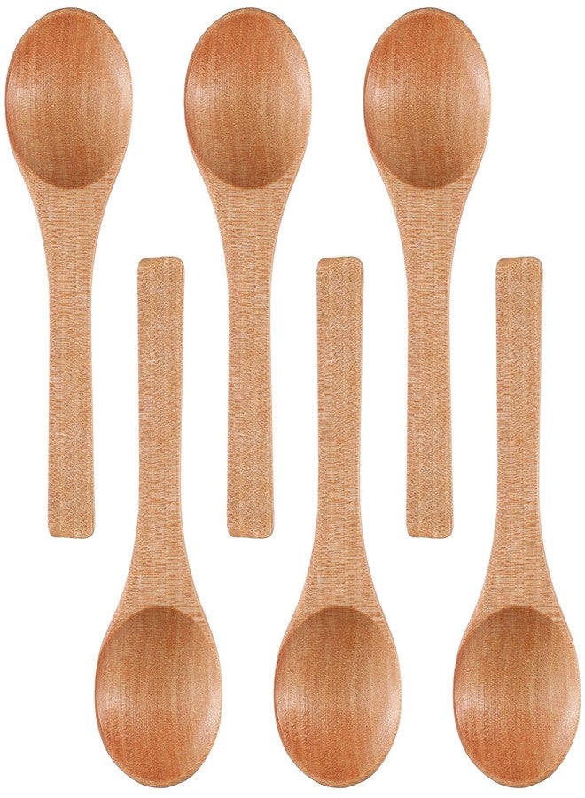 HaiFafafaing 6PCS Small Wooden Spoons, 3. 5 Inch Handmade Mini Wooden Spoons for Jars Tasting Condiments Salt Sugar Coffee Tea Honey Spices,Ideal Kitchen Gift (Wood Color) - Image 1