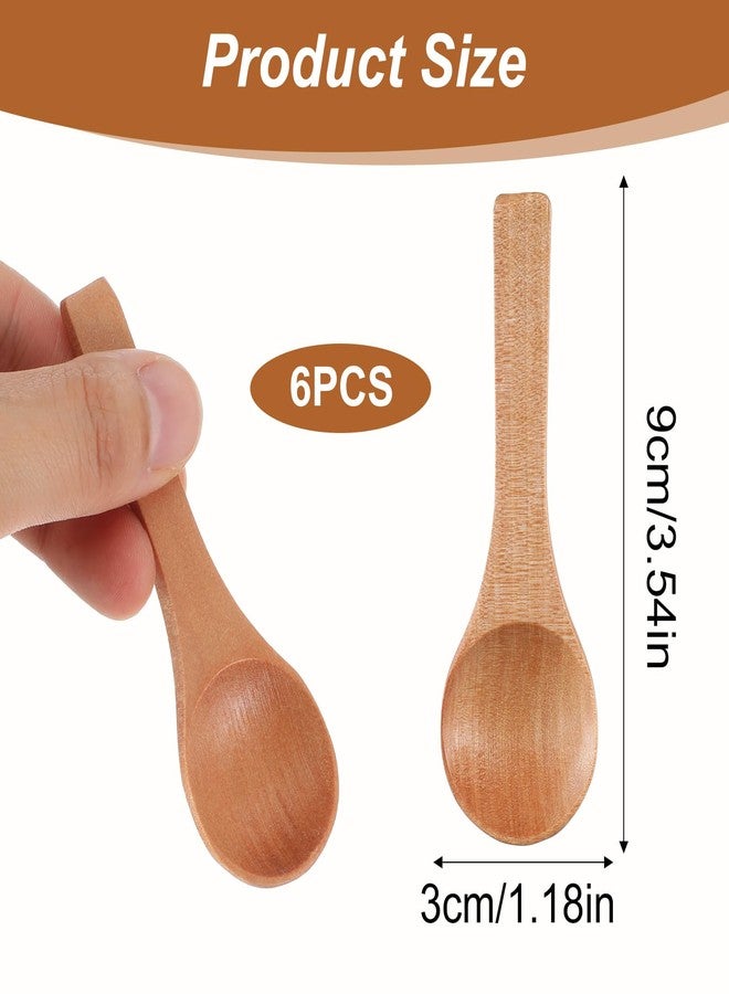 HaiFafafaing 6PCS Small Wooden Spoons, 3. 5 Inch Handmade Mini Wooden Spoons for Jars Tasting Condiments Salt Sugar Coffee Tea Honey Spices,Ideal Kitchen Gift (Wood Color) - Image 2