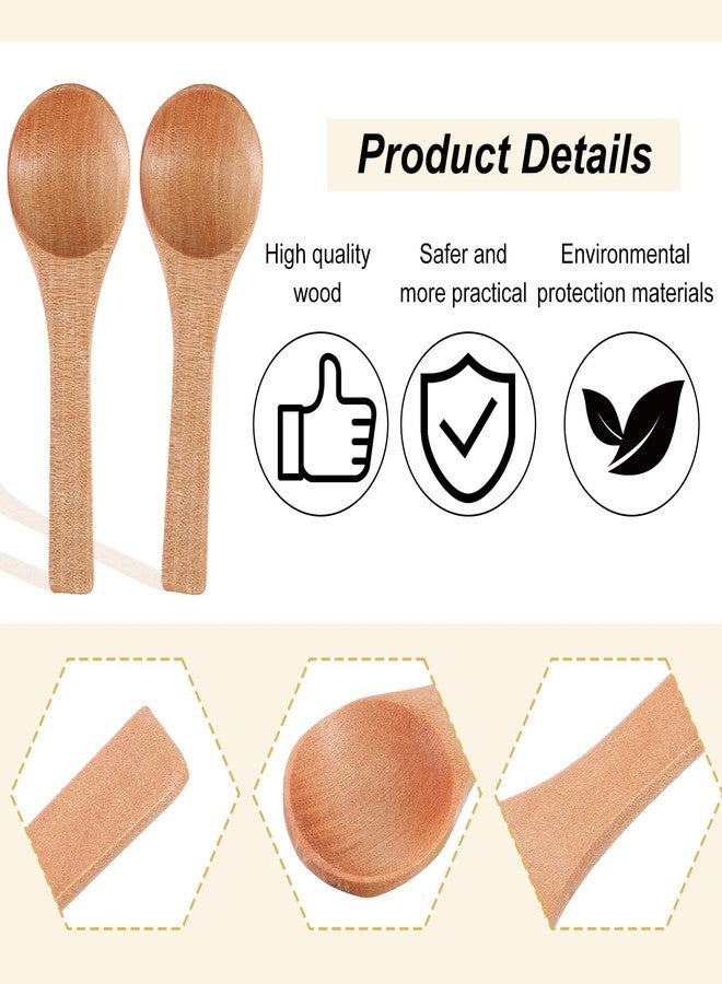 HaiFafafaing 6PCS Small Wooden Spoons, 3. 5 Inch Handmade Mini Wooden Spoons for Jars Tasting Condiments Salt Sugar Coffee Tea Honey Spices,Ideal Kitchen Gift (Wood Color) - Image 3