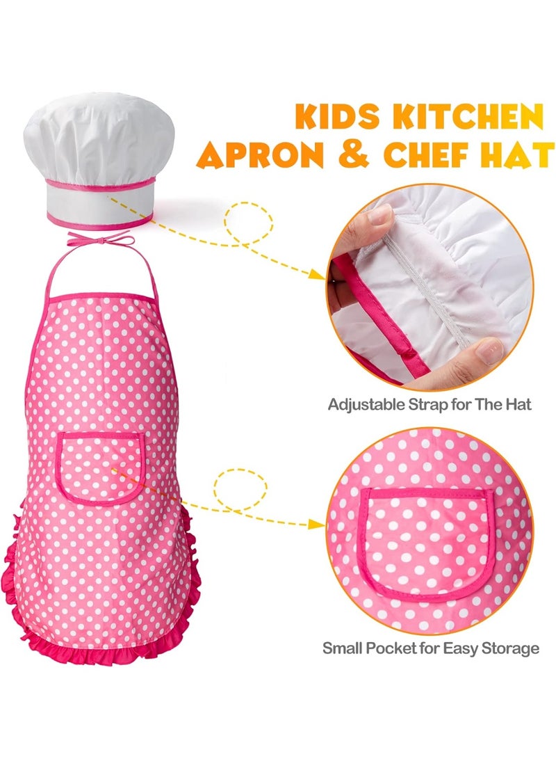 Kitchen Cooking Playset, Kids Cooking Set With Apron And Chef Hat Set, Chef Role Play Set With Food Fruits Vegetables and Stainless Steel Cooking Utensils, Kids Kitchen Pretend Play Toys Set, Cutting Cooking Set, Educational Early Age Basic Skills Development Gift For Toddlers Children - Image 5