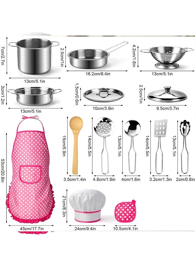 Kitchen Cooking Playset, Kids Cooking Set With Apron And Chef Hat Set, Chef Role Play Set With Food Fruits Vegetables and Stainless Steel Cooking Utensils, Kids Kitchen Pretend Play Toys Set, Cutting Cooking Set, Educational Early Age Basic Skills Development Gift For Toddlers Children - Image 2
